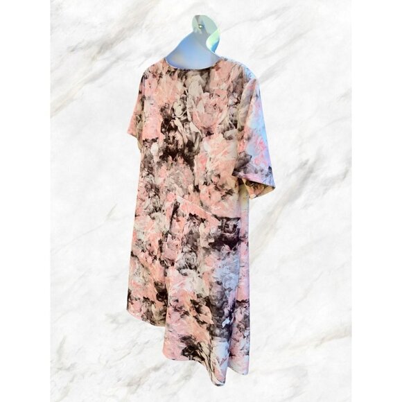 ELLEN WEAVER LADIES SHORT SLEEVE PINK FLORAL PASTEL ROUND NECK DRESS NEW 3X - Picture 9 of 10